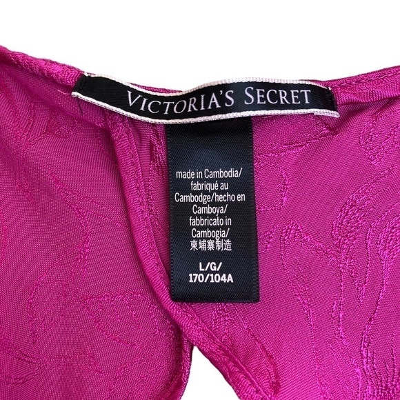 Victoria’s Secret Fuchsia Satin Jacquard Camisole Open Back Detail Size L - Picture 10 of 12